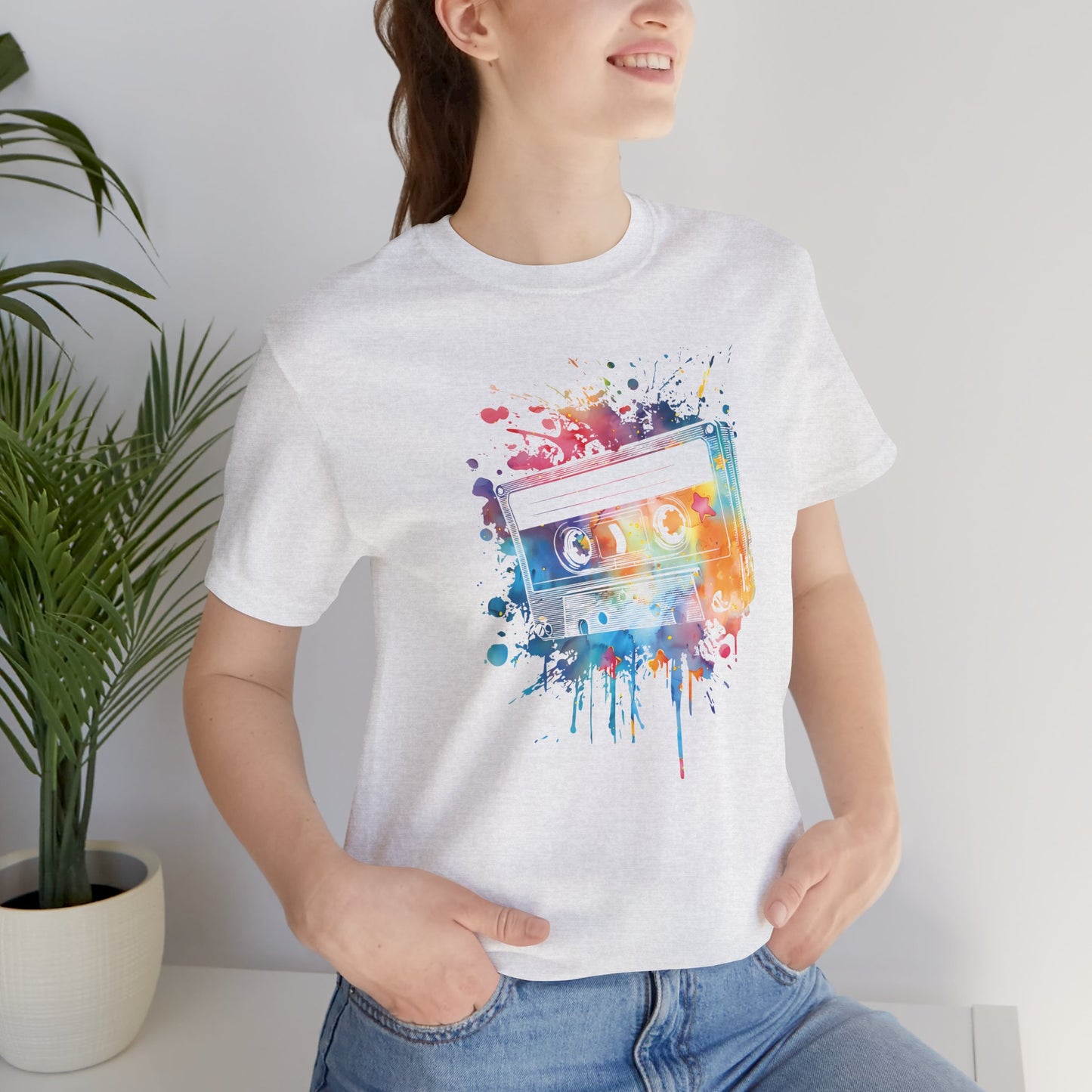 Retro Watercolor Cassette Tape T-Shirt — Vintage Music Tee
