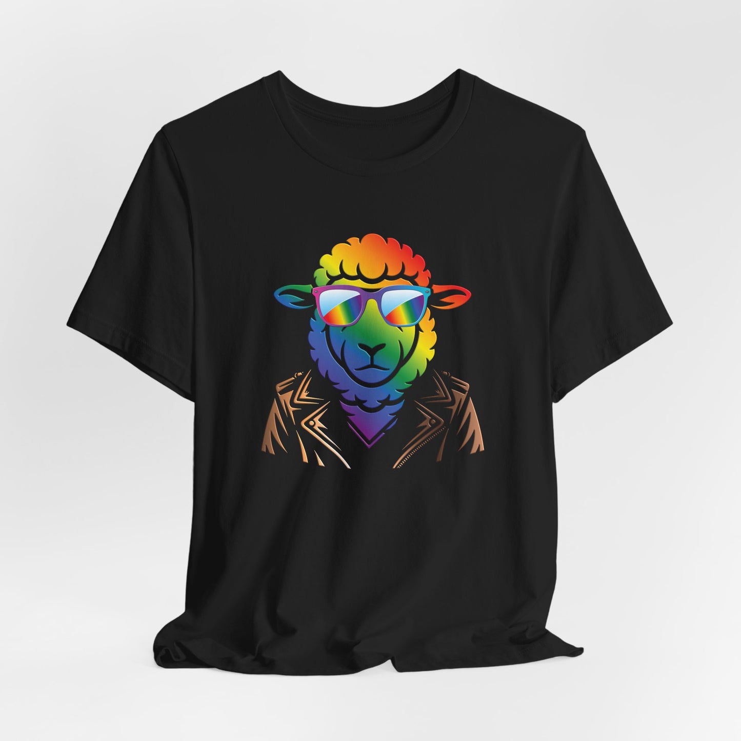 Cool Rainbow Sheep T-Shirt — Retro Sunglasses Lamb Graphic Tee