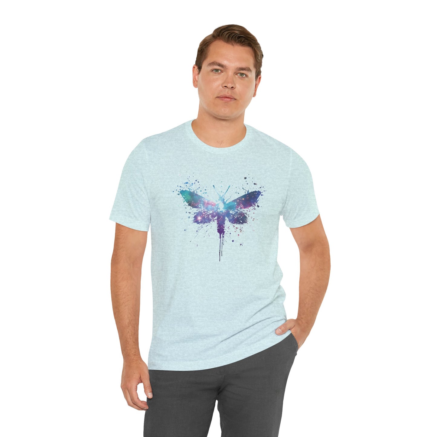 Galaxy Moth Graphic Tee - Watercolor Splatter Butterfly T-Shirt
