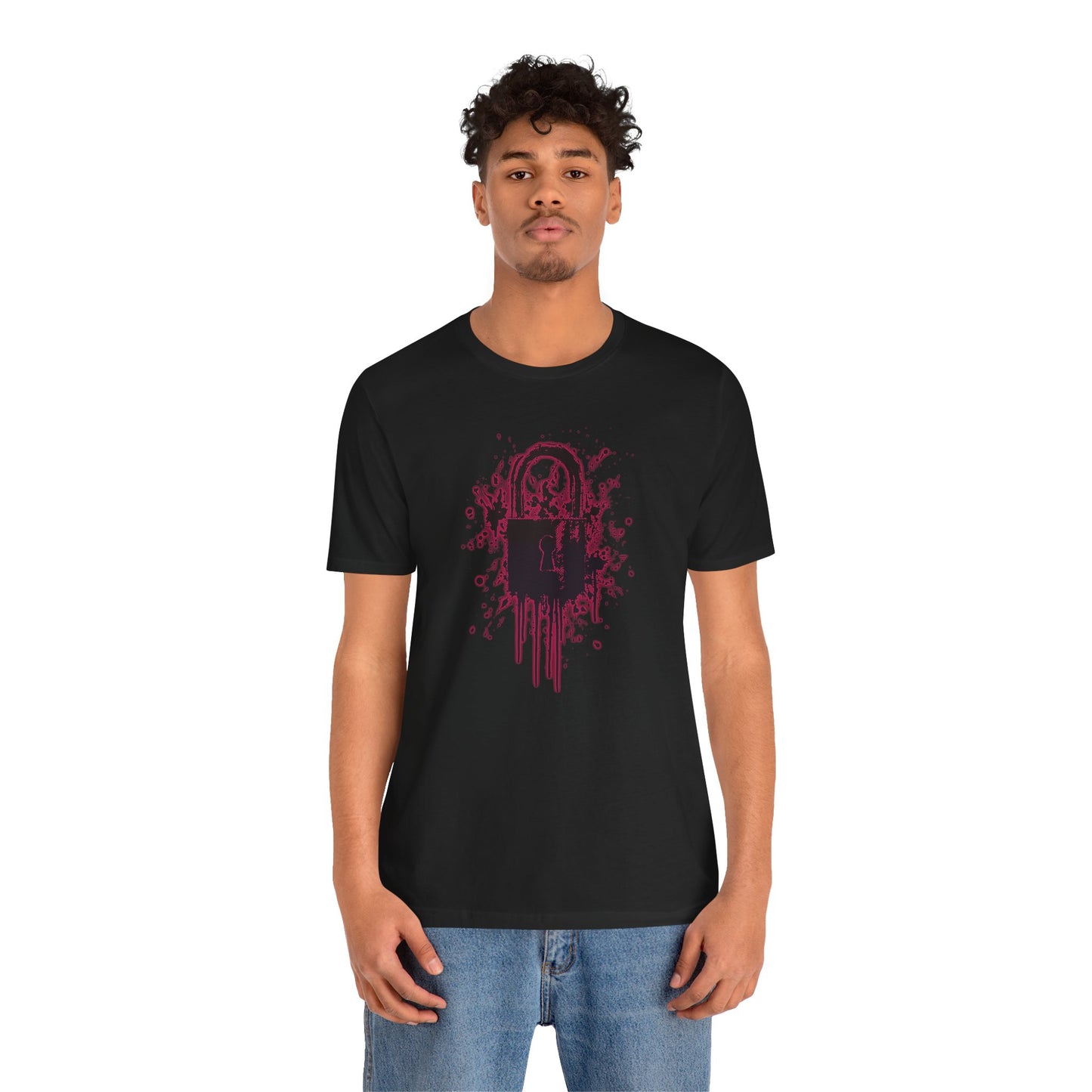 Locked Up Graphic Tee — Dark Splatter Lock Design