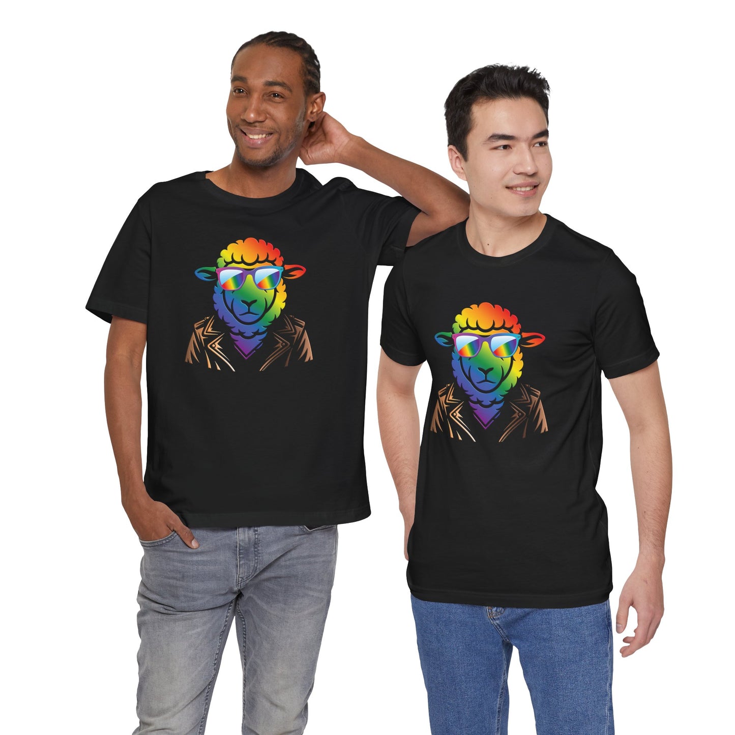 Cool Rainbow Sheep T-Shirt — Retro Sunglasses Lamb Graphic Tee