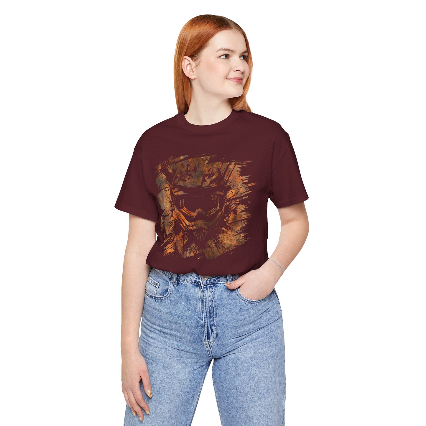 Motorcross Helmet T-Shirt — Distressed Brushstroke Animal Graphic Tee