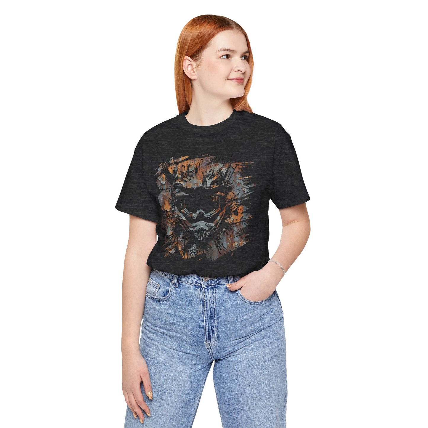 Motorcross Helmet T-Shirt — Distressed Brushstroke Animal Graphic Tee