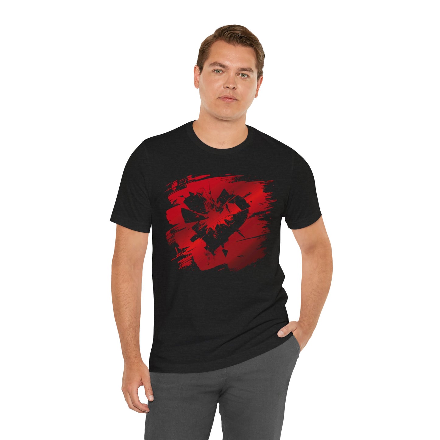 Broken Heart Brushstroke Tee — Distressed Red Heart Graphic Shirt