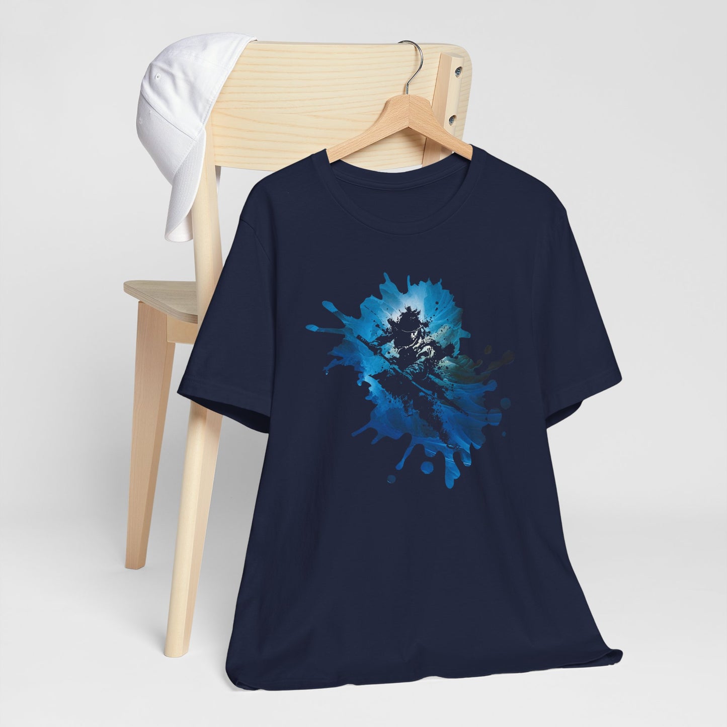 Watercolor Skateboarder T-Shirt — Blue Splash Graphic Tee