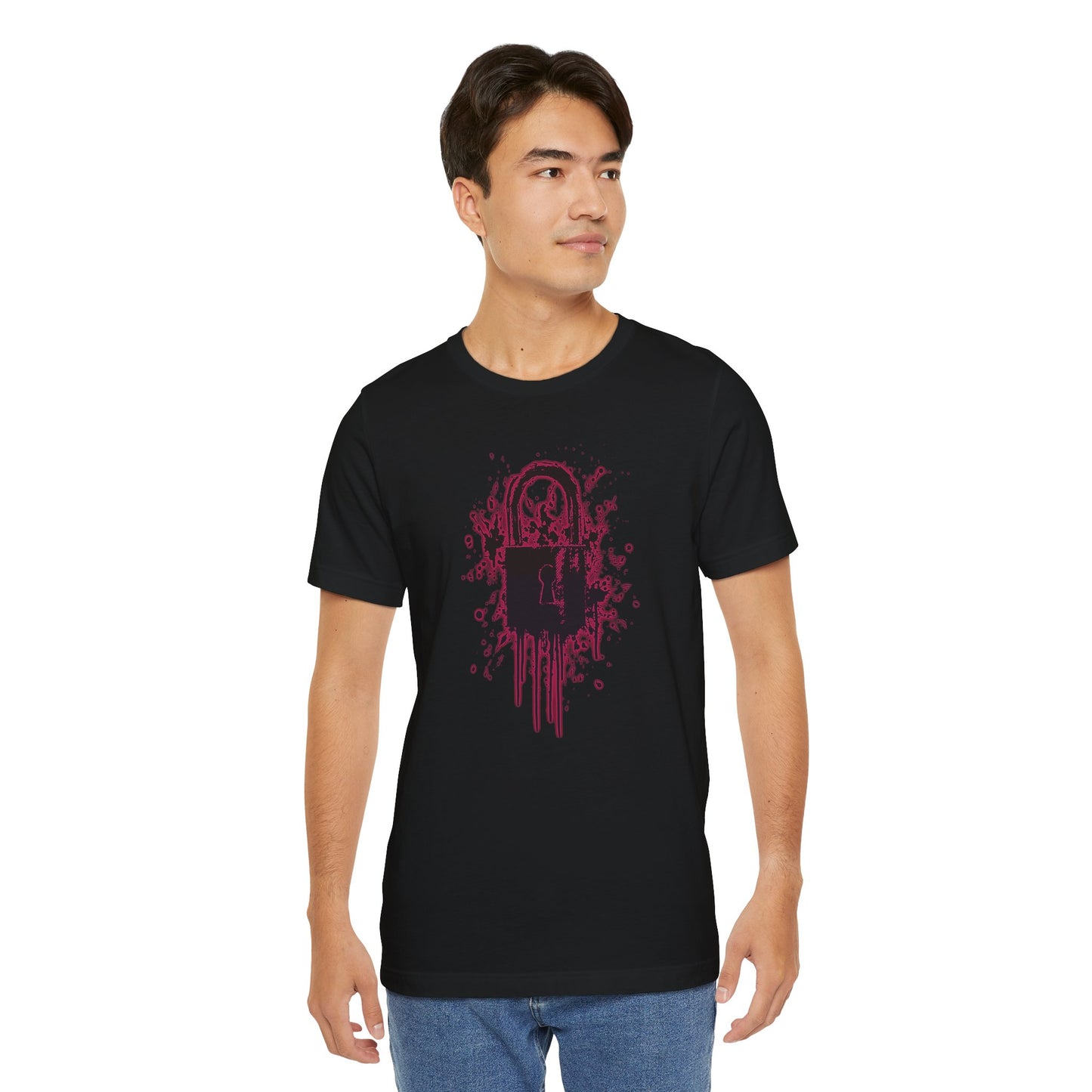 Locked Up Graphic Tee — Dark Splatter Lock Design