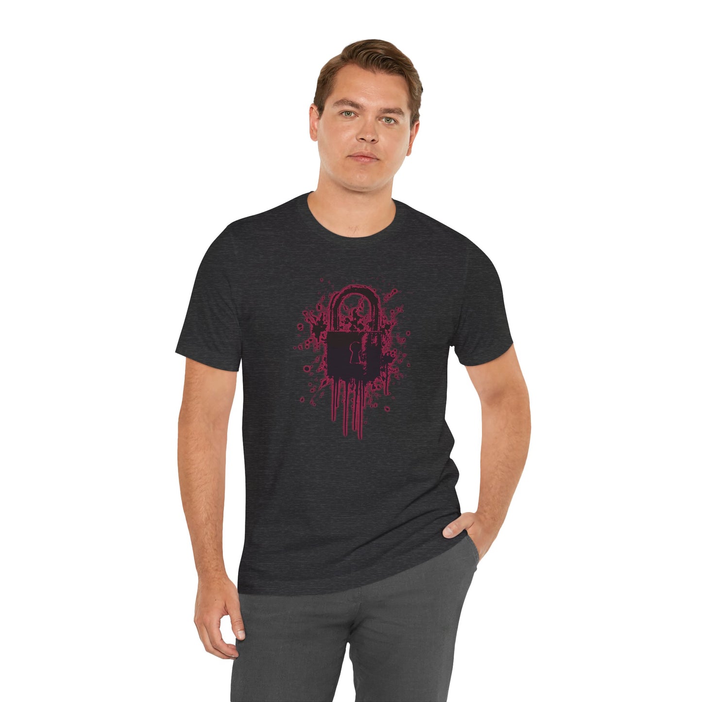 Locked Up Graphic Tee — Dark Splatter Lock Design