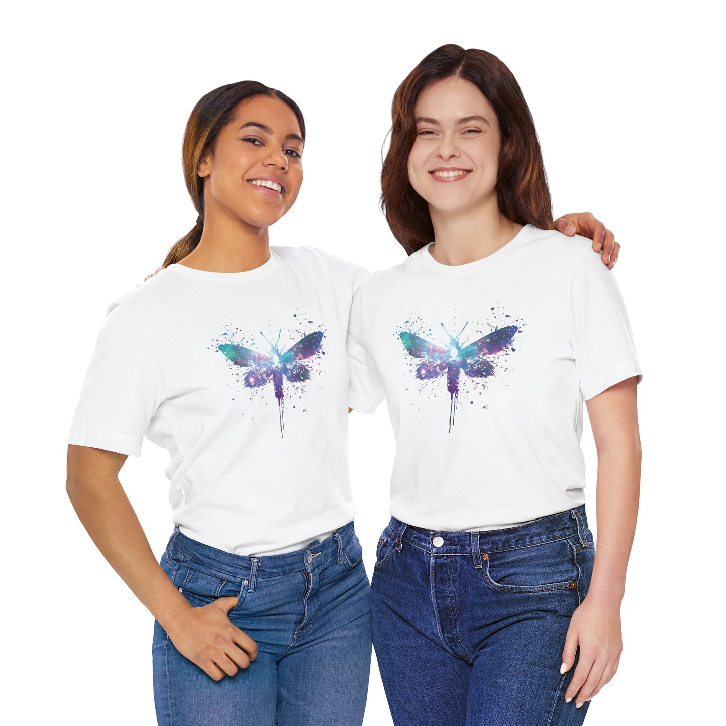 Galaxy Moth Graphic Tee - Watercolor Splatter Butterfly T-Shirt