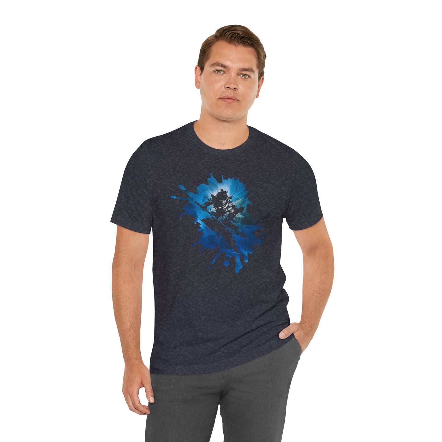Watercolor Skateboarder T-Shirt — Blue Splash Graphic Tee