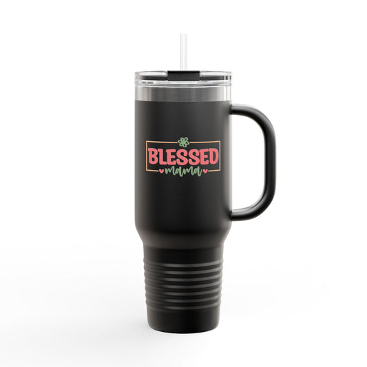 Blessed Mom - 40oz Insulated Travel Mug — Large Stainless Steel Tumbler with Lid & Straw