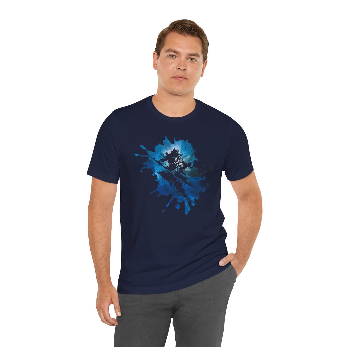 Watercolor Skateboarder T-Shirt — Blue Splash Graphic Tee