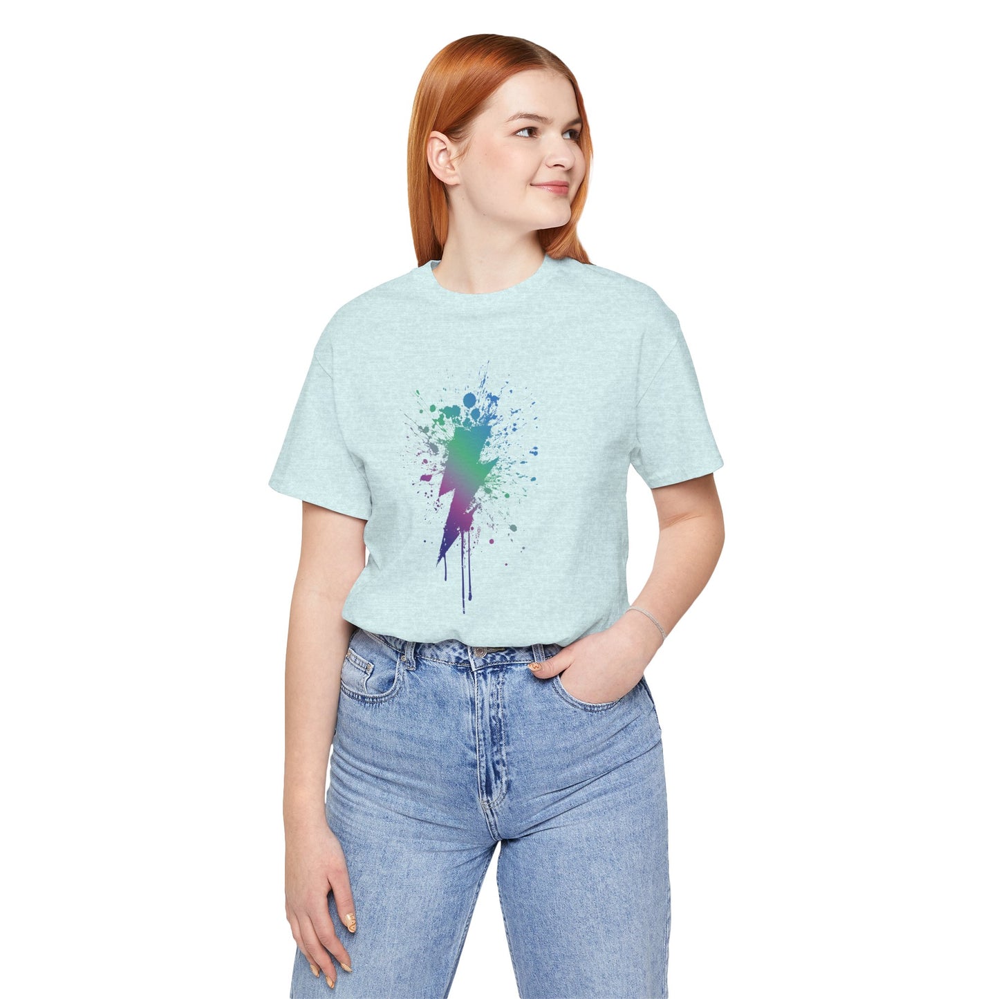 Lightning Bolt Paint-Splash T-Shirt — Colorful Graffiti Graphic Tee