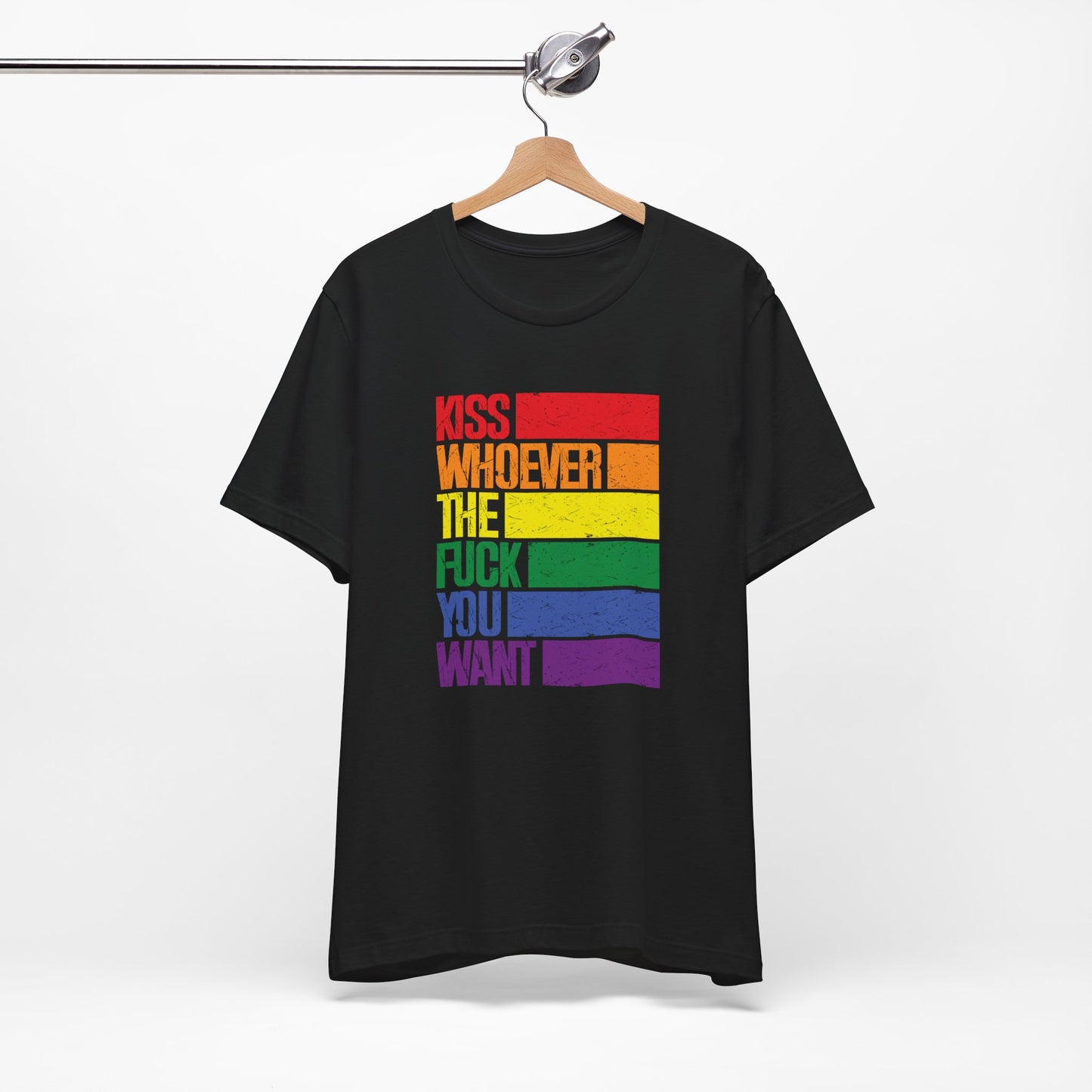 T-Shirt — "Kiss Whoever the F**k You Want" Rainbow Pride Tee