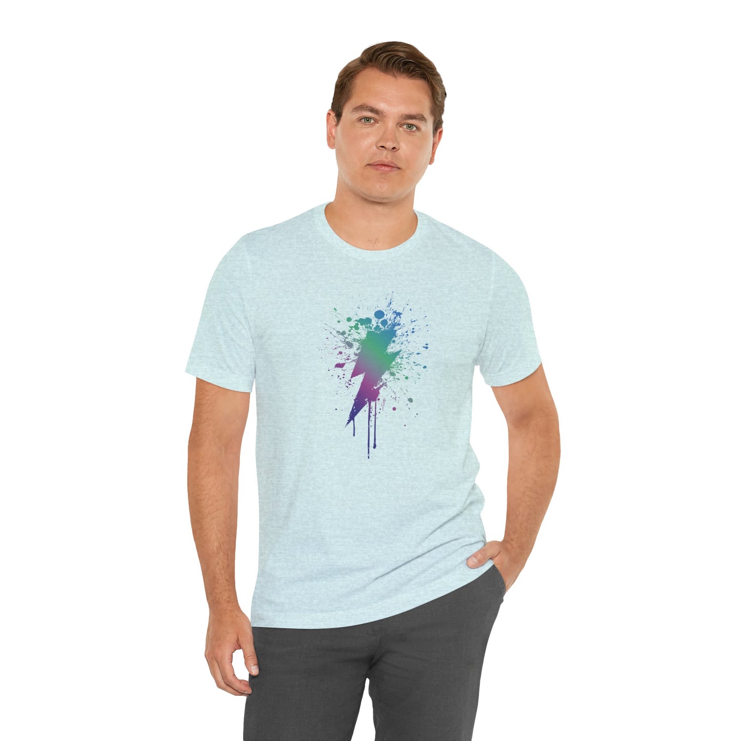 Lightning Bolt Paint-Splash T-Shirt — Colorful Graffiti Graphic Tee