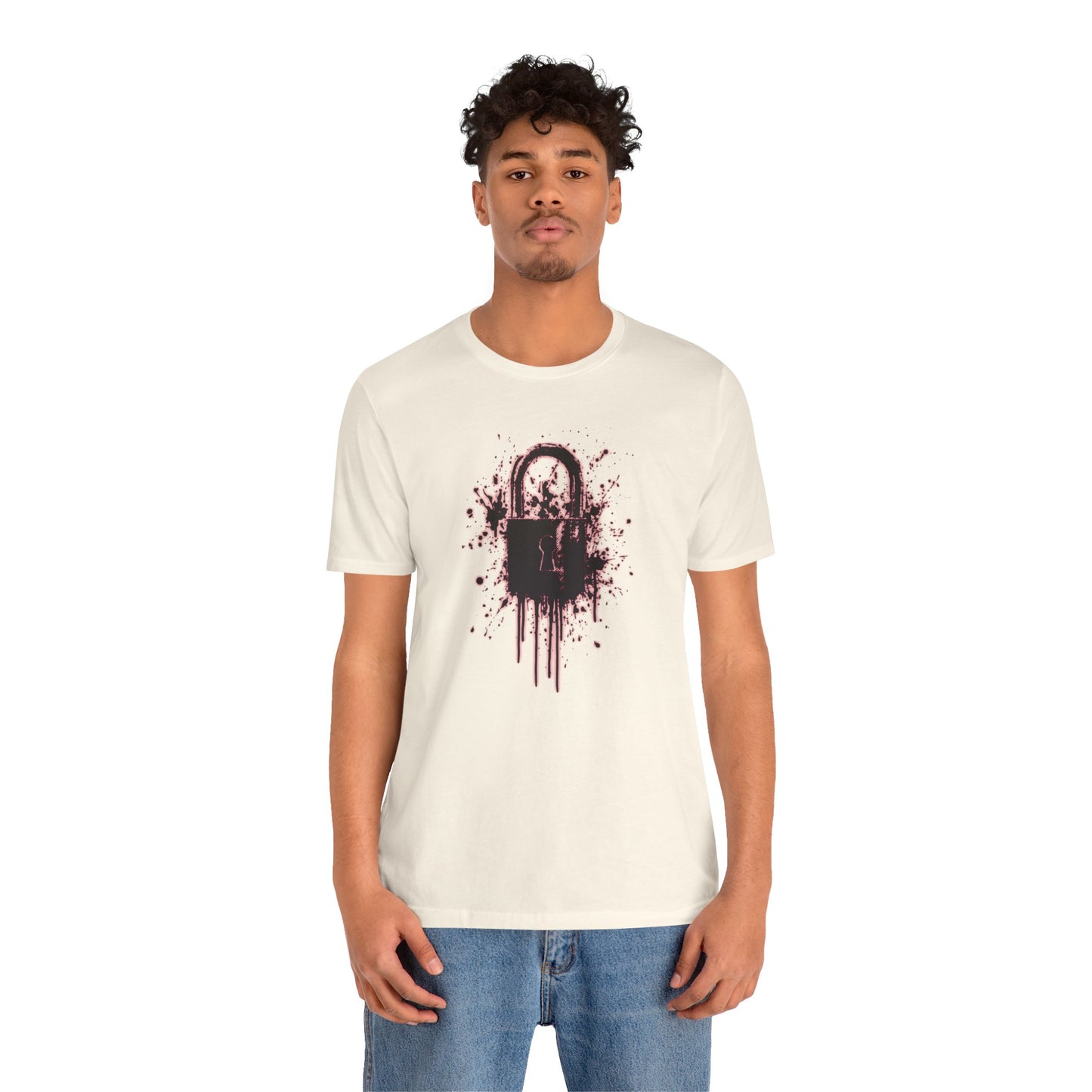 Locked Up Graphic Tee — Dark Splatter Lock Design