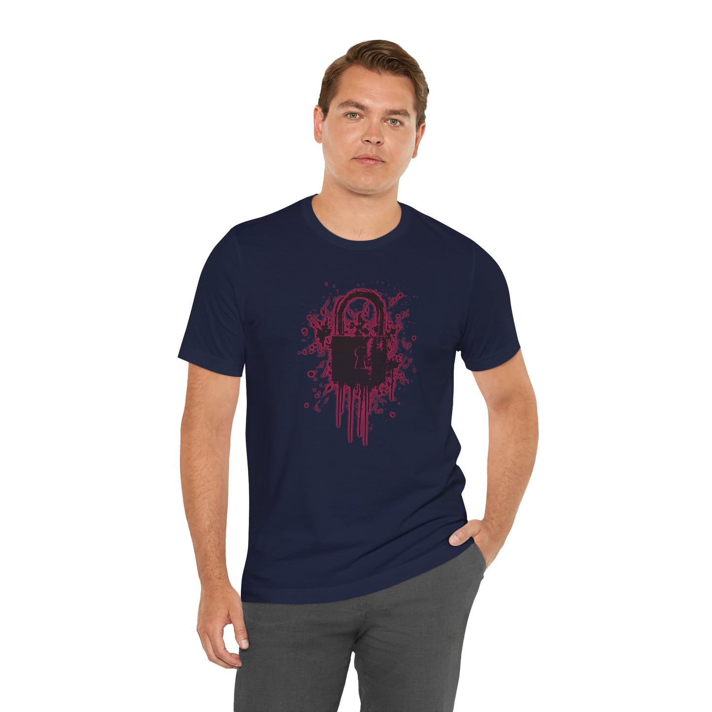 Locked Up Graphic Tee — Dark Splatter Lock Design