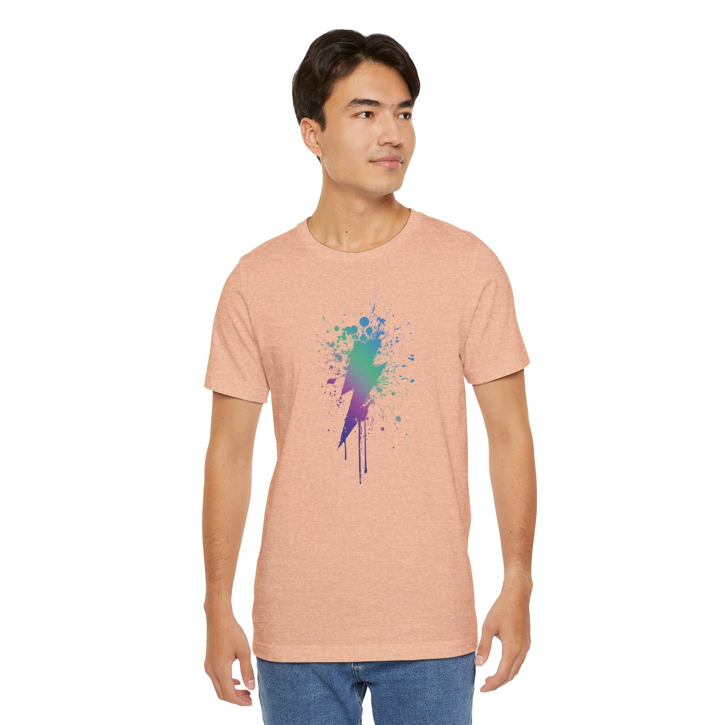 Lightning Bolt Paint-Splash T-Shirt — Colorful Graffiti Graphic Tee