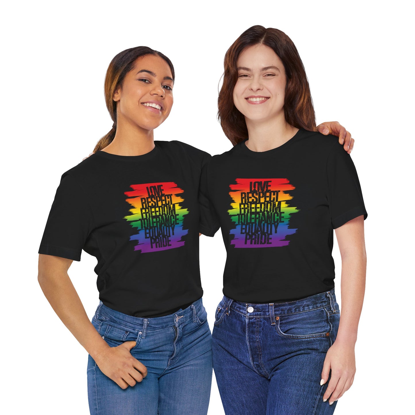Pride Rainbow Values T‑Shirt — Love Respect Freedom Tolerance Equality Pride Tee