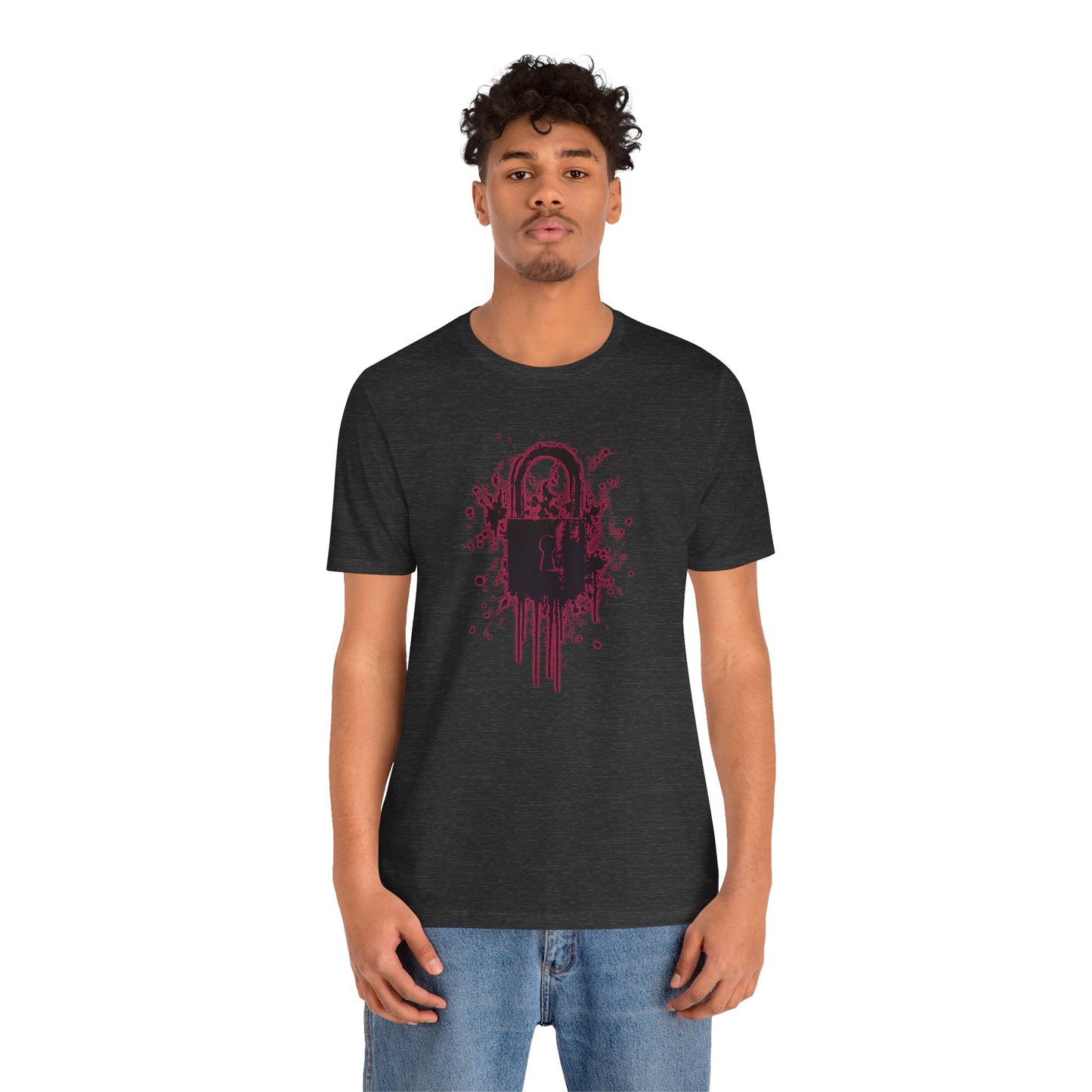 Locked Up Graphic Tee — Dark Splatter Lock Design